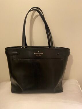 Kate Spade New York Large Black Leather Tote Bag